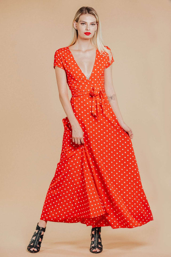 Alana Red Polka Dot Maxi Dress,Women - Apparel - Dresses