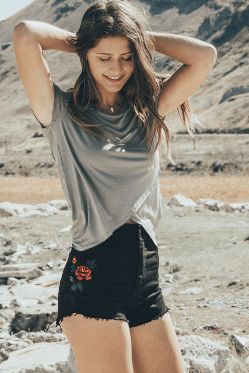 Black and Rose High Waist Short,Bottoms