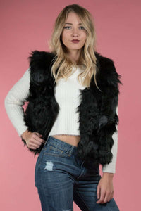 Black Faux Fur Vest,Outerwear