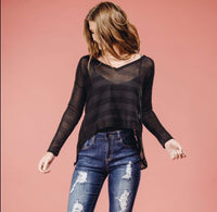 Black Stripe Top,Tops