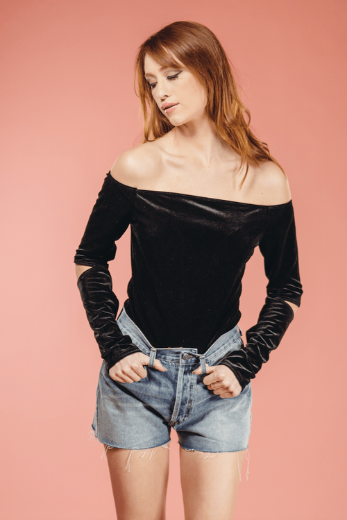 Black Velvet Bodysuit,Tops