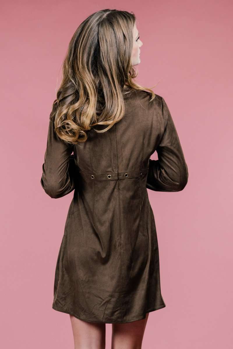 Brown Suede Dress,Women - Apparel - Dresses