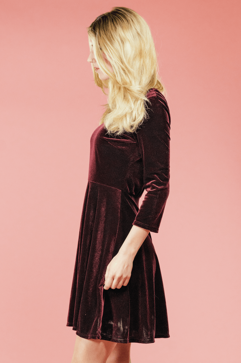 velvet dresses for women Burgundy Velvet Swing Dress – Haute Attitude