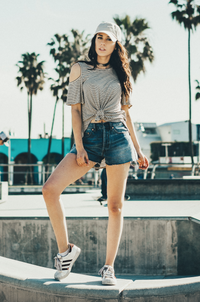 Cold Shoulder Striped Top,Tops