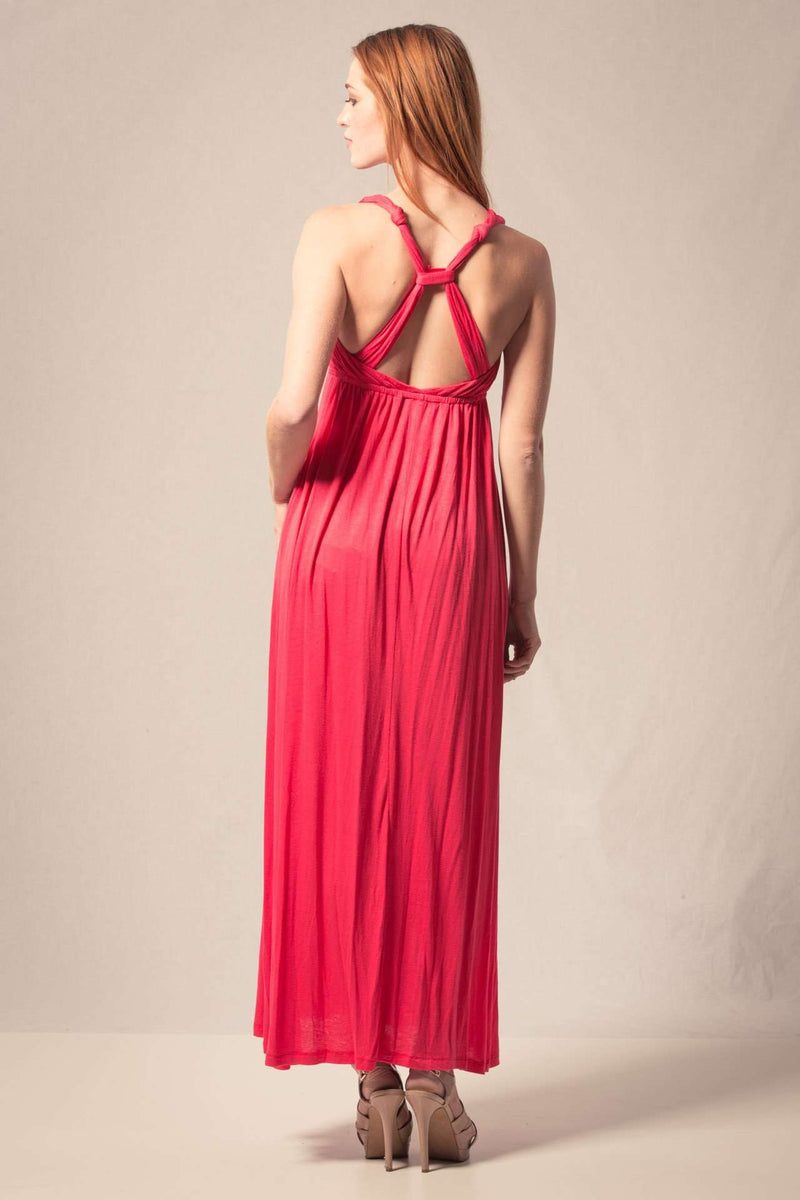 Coral Racerback Maxi,Dresses