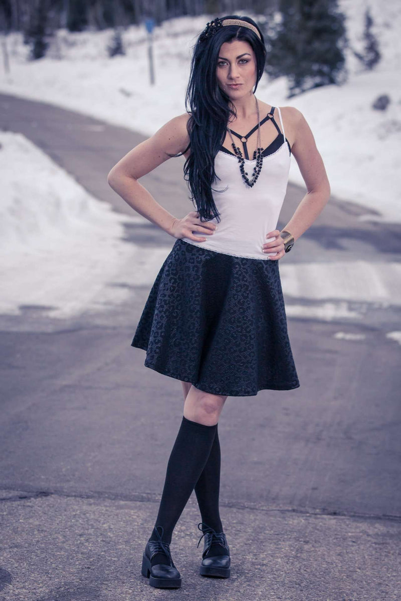 Dark as Night Skater Skirt,Skirts