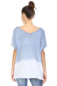 Dip Dyed V-Neck Top,Tops