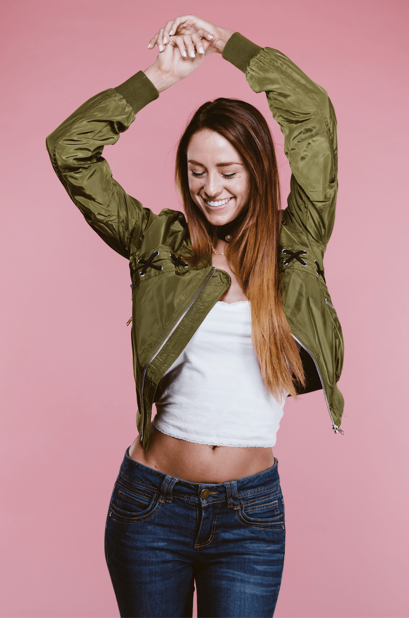 Ellie Lace Up Bomber Jacket,Outerwear