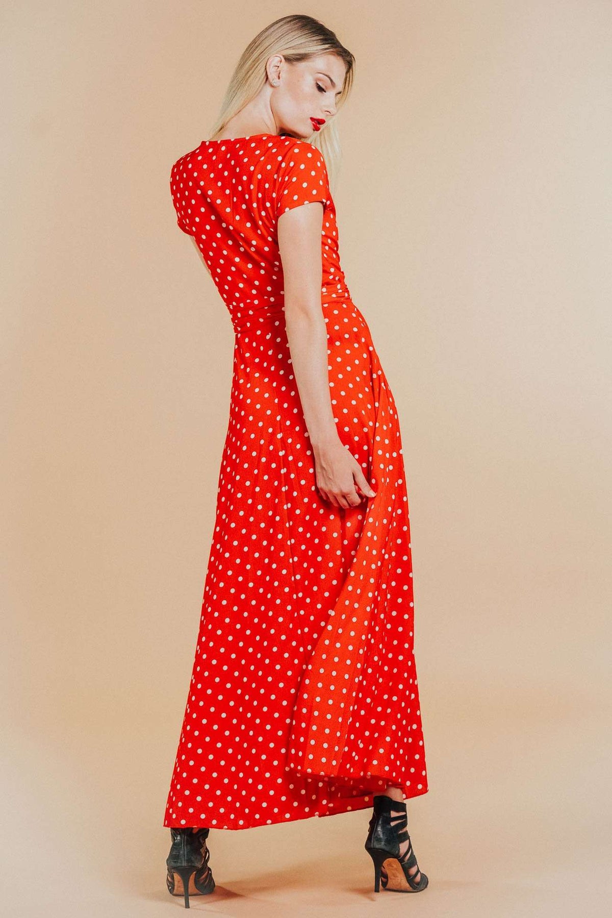 Alana Red Polka Dot Maxi Dress,Women - Apparel - Dresses
