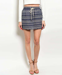 Navy Tribal Mini Skirt,Women - Apparel - Skirts - Mini