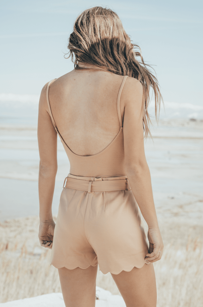 Nude Scallop Shorts,Bottoms