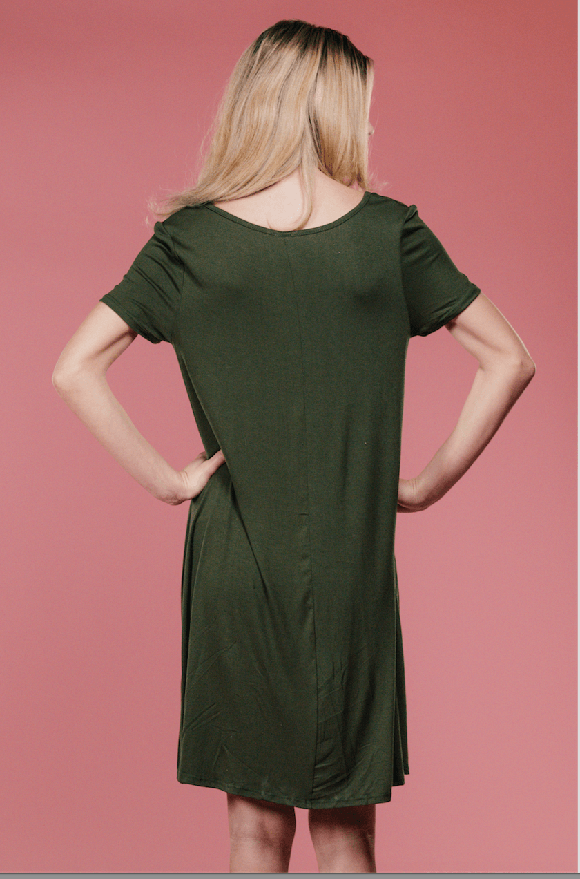 Olive Button Up Swing Dress,Women - Apparel - Dresses