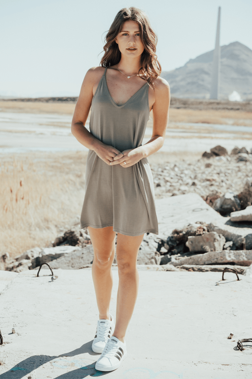 smoke green dress Smoke Green Basic Dress Haute Attitude