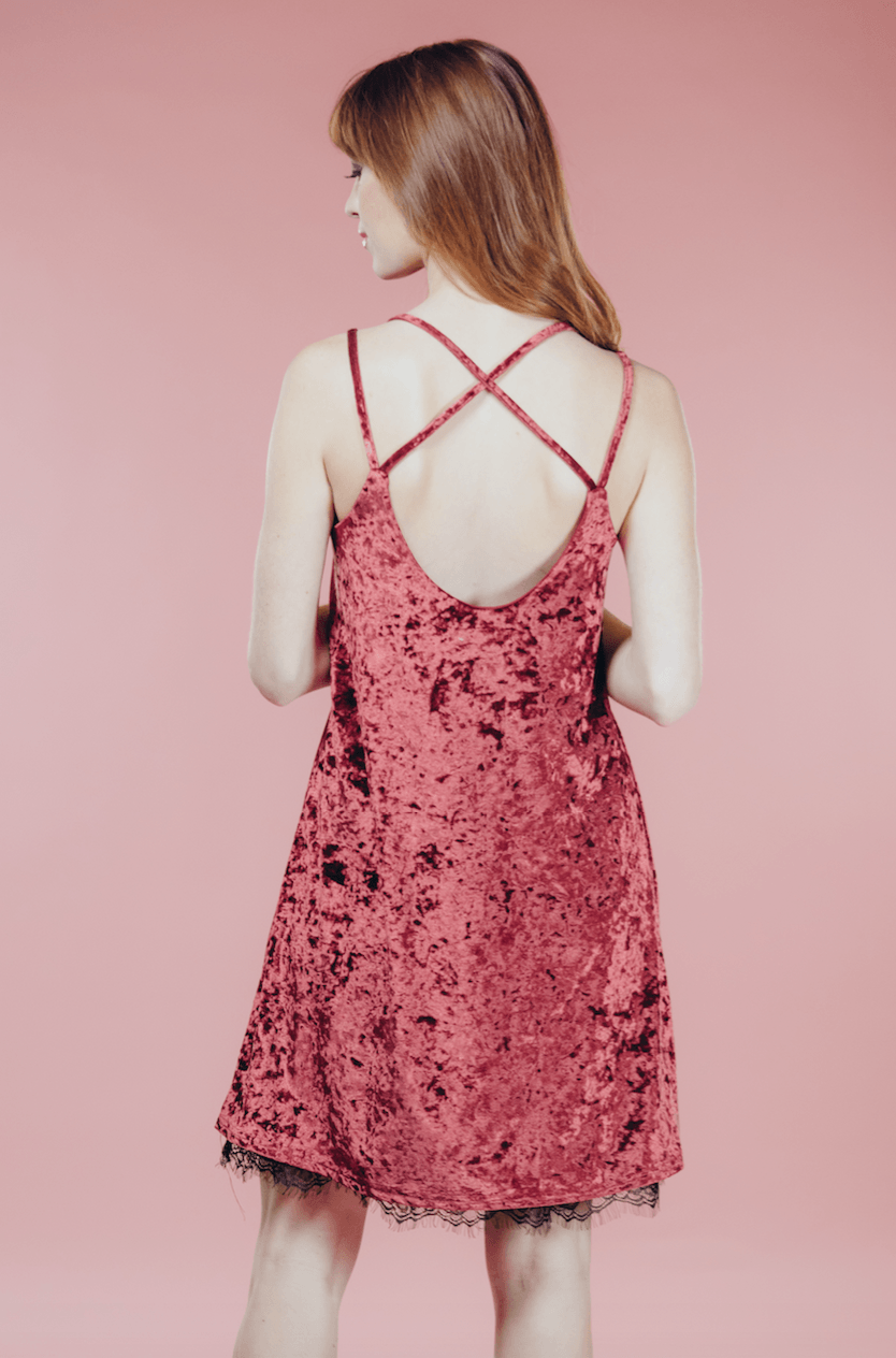 The Wine Velvet Dress,Women - Apparel - Dresses