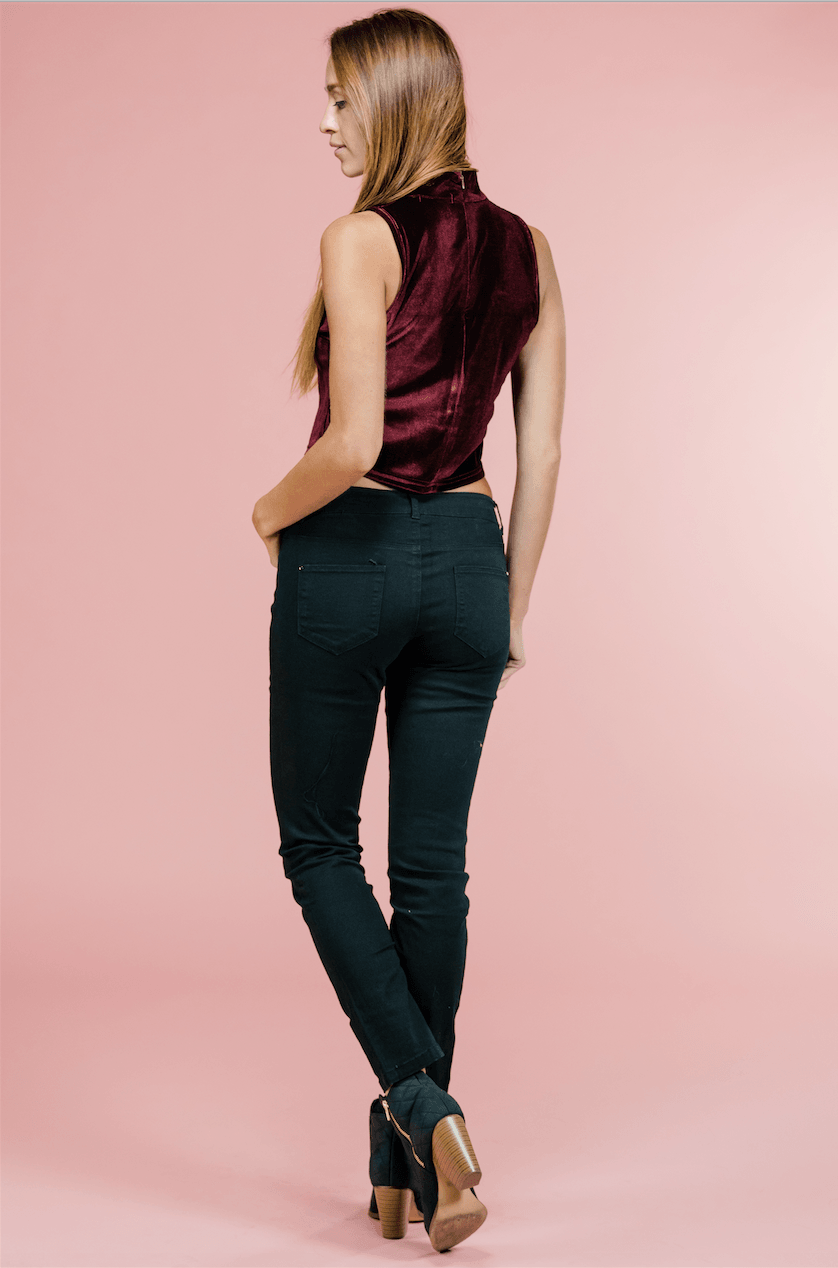 Violet Velour Crop Top,Tops